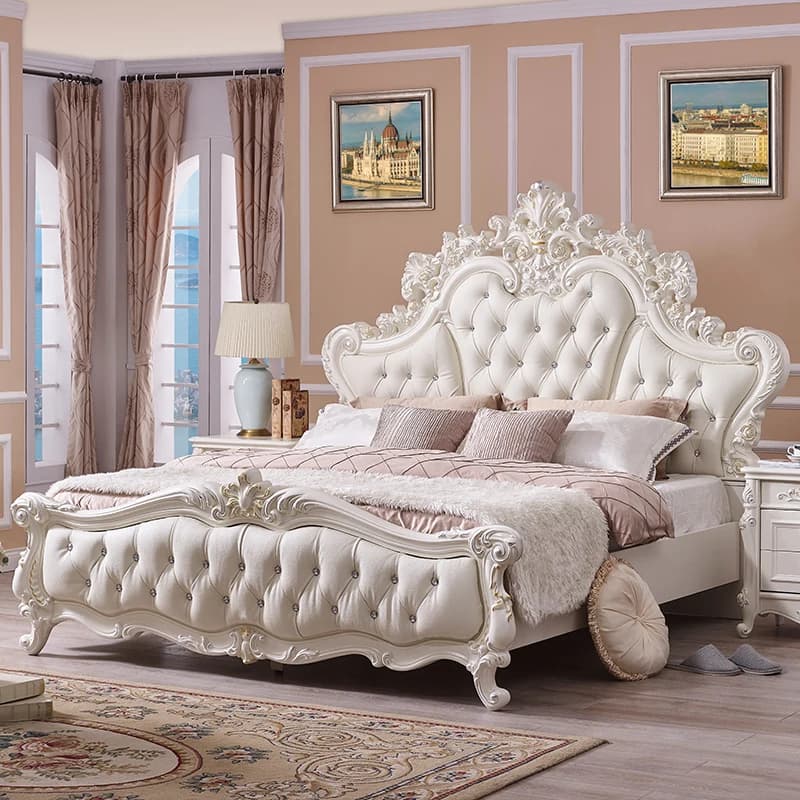 Lit de princesse moderne de style européen, tête de lit fantaisie, cadre simple, lit de luxe, meuble