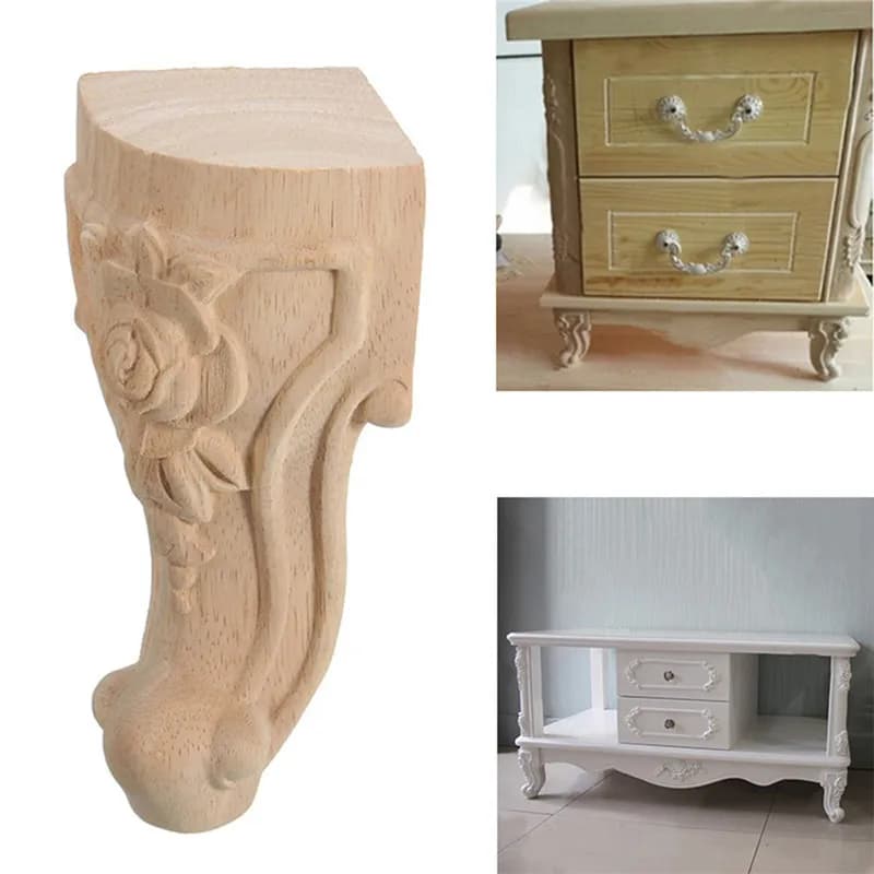 8/4/1 pièces 10x5.5cm Style européen en bois massif sculpté meubles pied jambes meuble TV siège pied