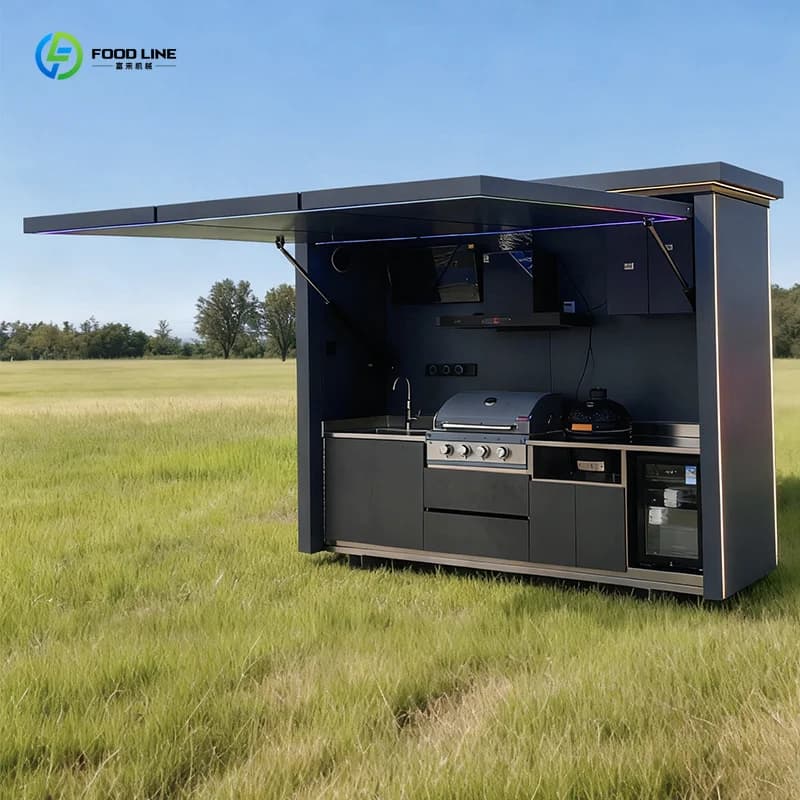 Ensemble d'armoires de cuisine extérieures simples, élégantes et personnalisées, unité étanche pour cuisine barbecue extérieure