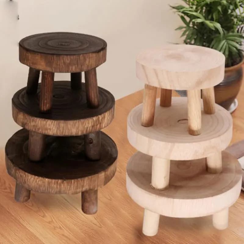 Support de plante en bois, support de base de pot de fleur, affichage de fleur de jardin de tabouret