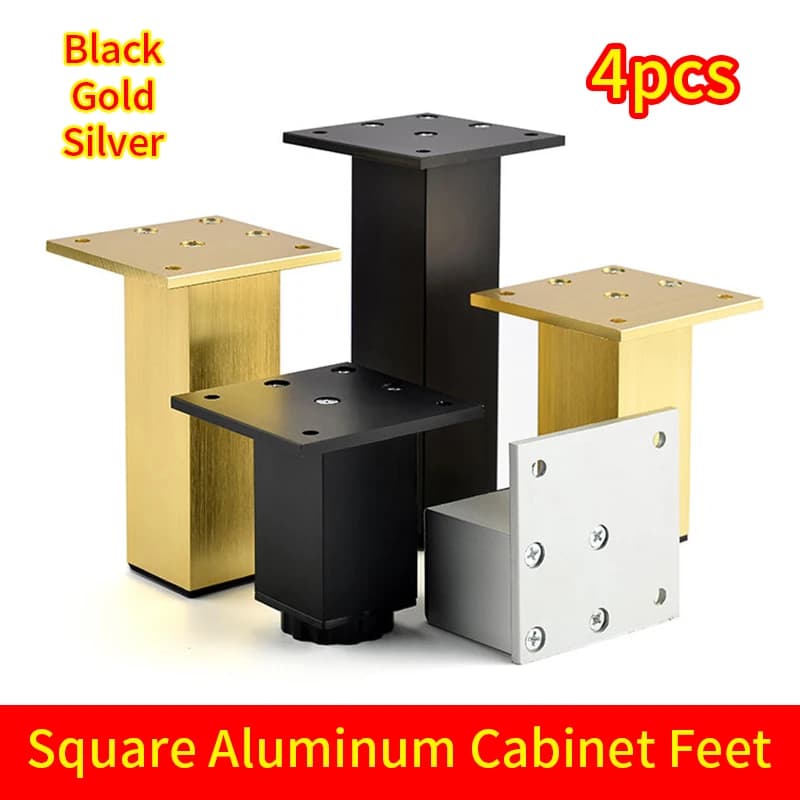 Pieds de meubles noirs pieds d'armoire carrés réglables pieds de Support en aluminium coussin canapé
