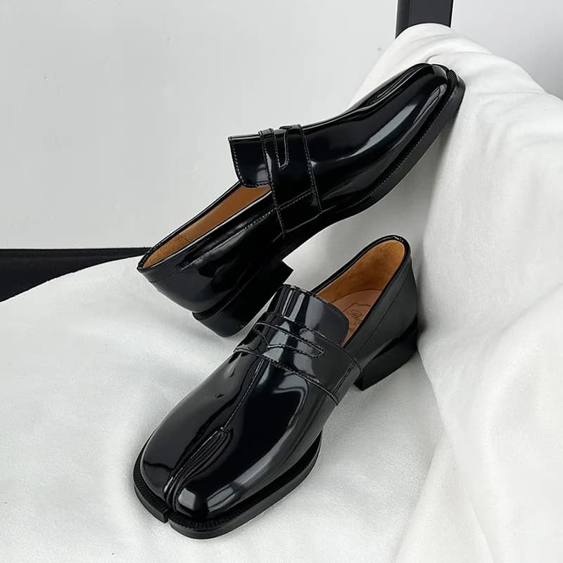 Chaussures en cuir souple à l'offre elles souples pour femmes, mocassins fendus, mocassins Tabi, cha
