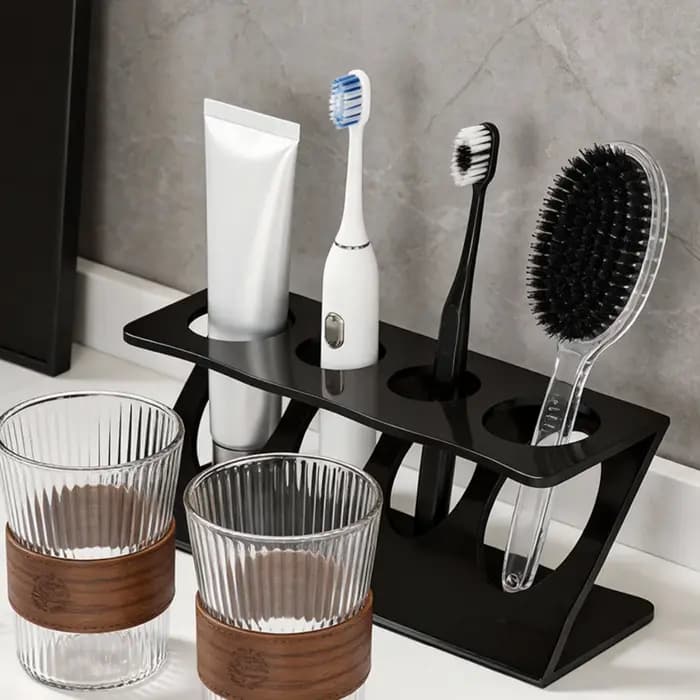 Support de brosse à dents pour salle de bain : Organisateur ventilé avec fentes pour brosses