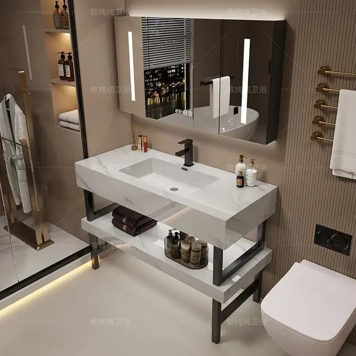 Meuble de Salle de Bain Moderne de Luxe avec Rangement