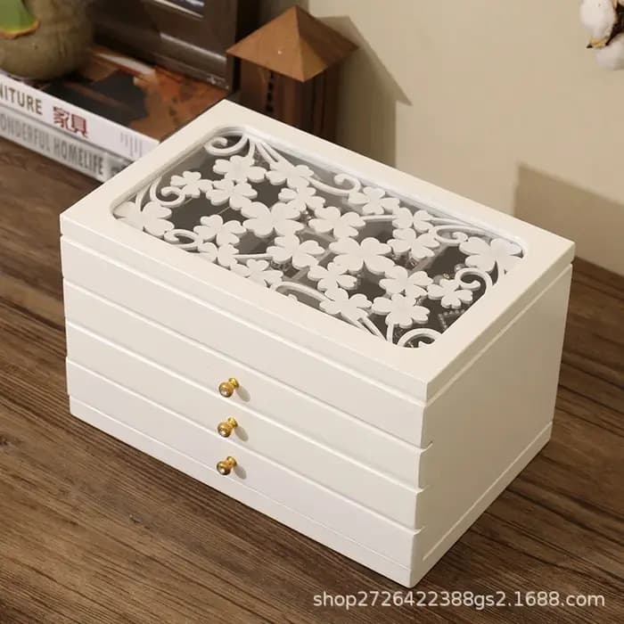 Boîte de Rangement en Bois pour Bijoux