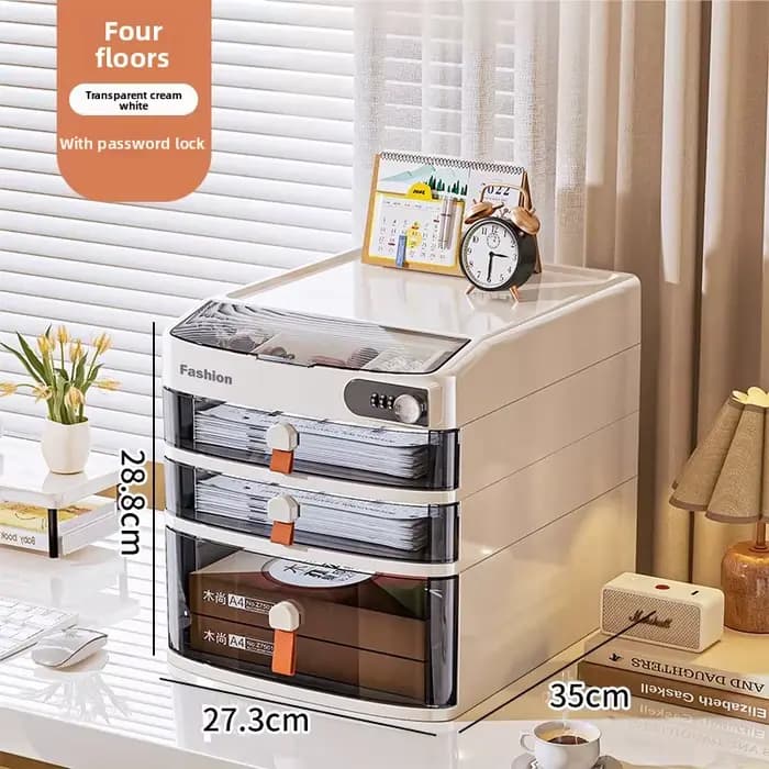 Boîte de rangement de bureau verrouillable avec tiroir à clés