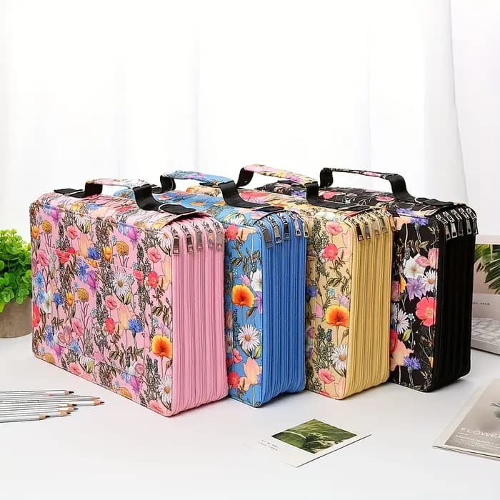 Boîte de rangement pour crayons colorés à 5 couches et 480 fentes avec fermeture à glissière
