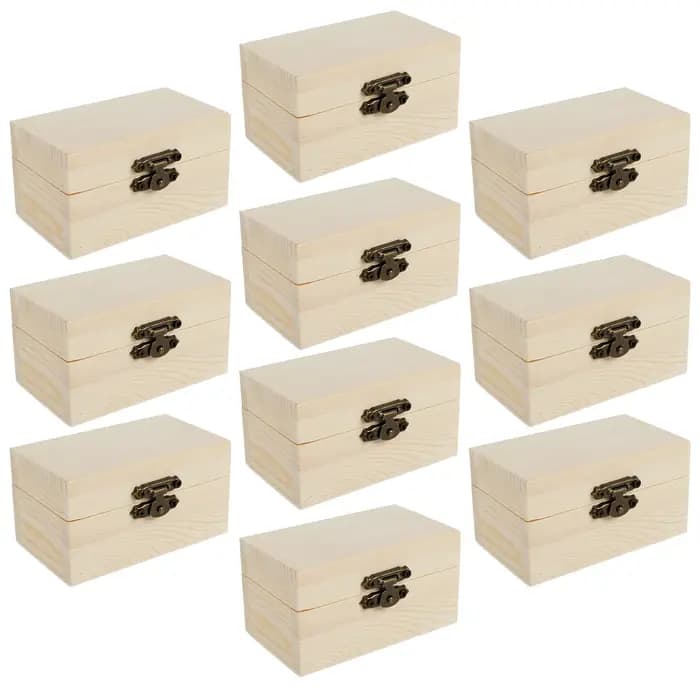 Mini boîte de rangement de bijoux, boîte en bois avec couvercle, fermoir de verrouillage, boîte arti