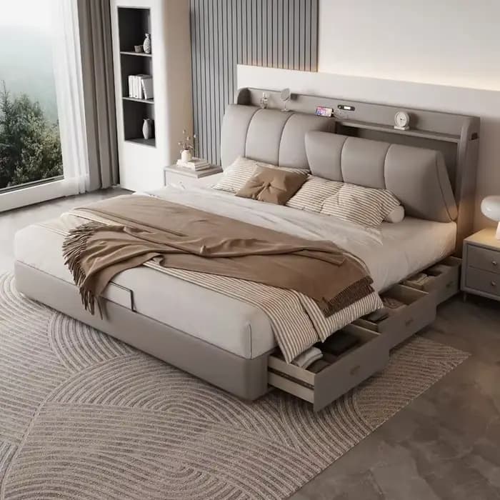 Lit de rangement moderne en Corium pour chambre à coucher