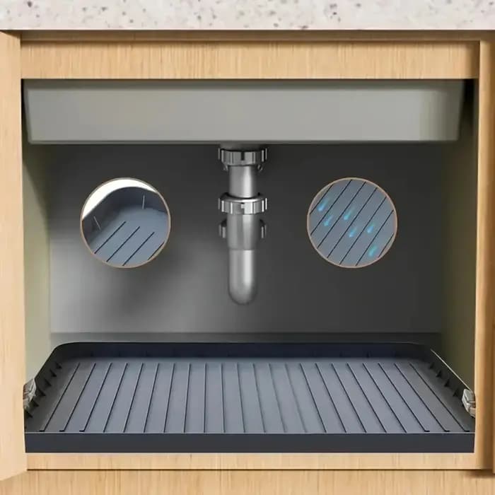 Polymères durables sous évier, doublure d'égouttement étanche pour armoires de cuisine, solution de rangement facile à nettoyer