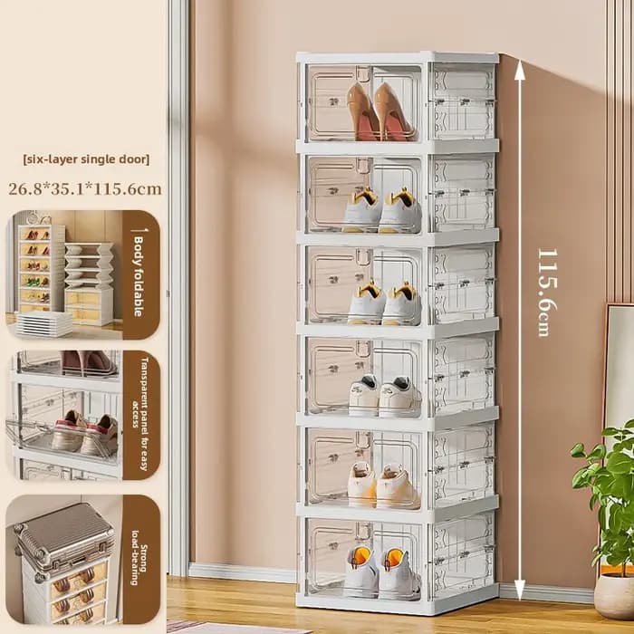 Meuble de rangement pliable transparent pour chaussures
