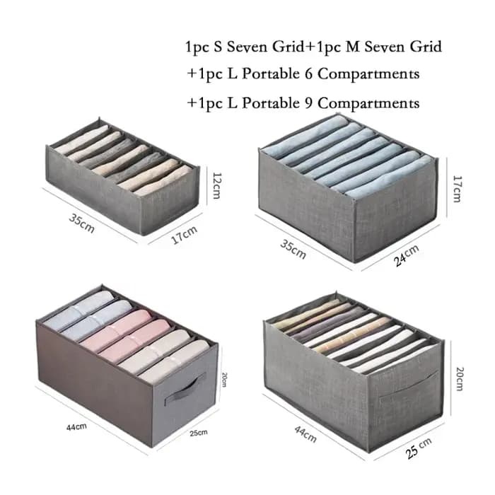 4 pièces/ensemble vêtements organisateur pantalons vêtements jean boîte de rangement garde-robe placard Organization sous-vêtements soutien-gorge chaussettes compartiment boîte