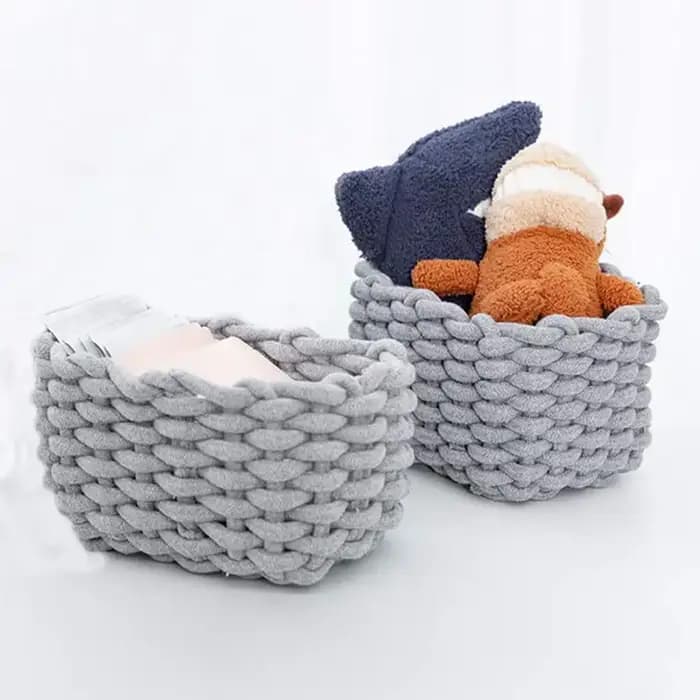 Panier de rangement rectangulaire multifonctionnel en corde épaisse tressée pour organiser et stocker divers articles et collations 