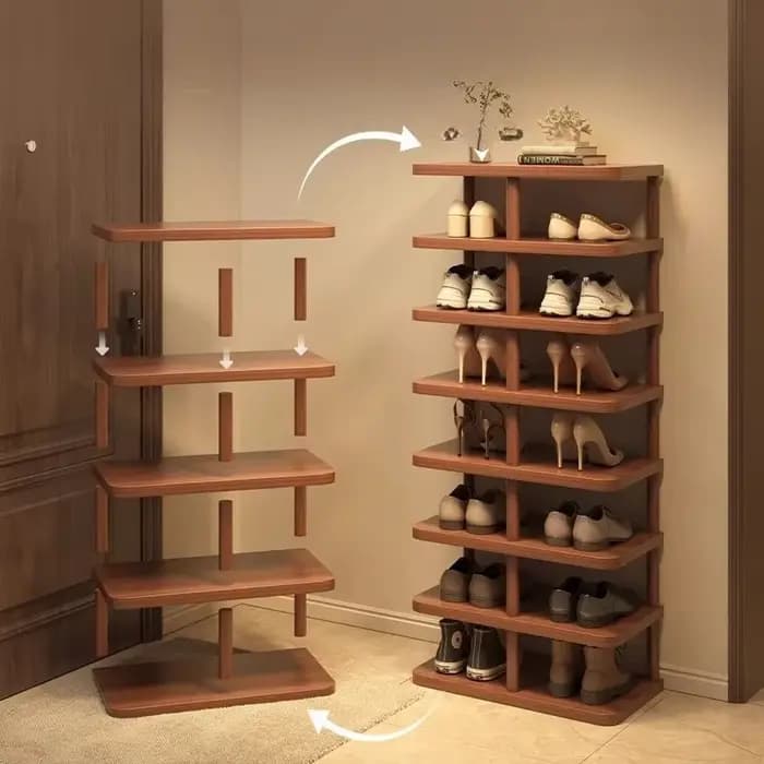 Étagère à chaussures en bois multi-niveaux, rangement d'entrée robuste et étroit, organisateur de sol peu encombrant pour la maison, le couloir et la chambre
