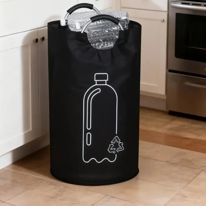 Panier de rangement pour bouteilles vides de grande capacité avec poignée en aluminium