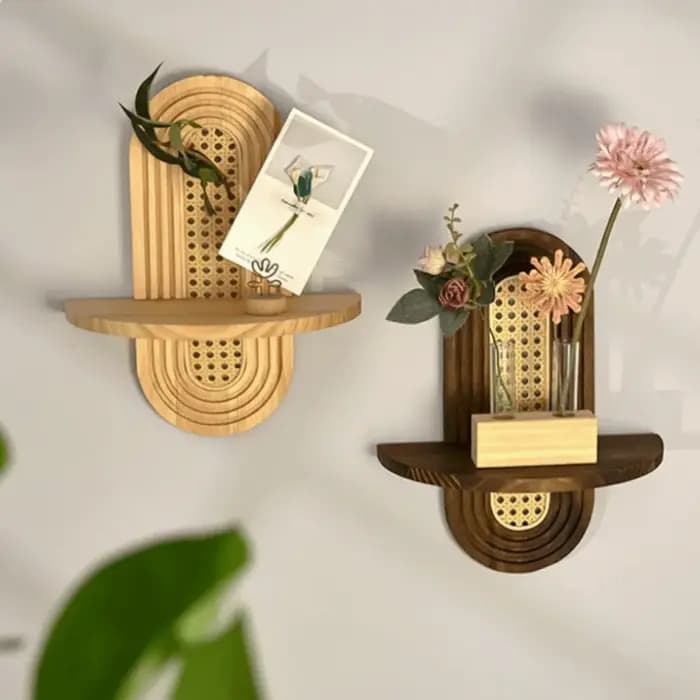 Nouvelle étagère à fleurs en rotin faite à la main