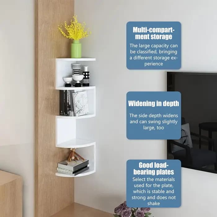 Étagère d'angle murale anti-humidité sans perçage pour chambre