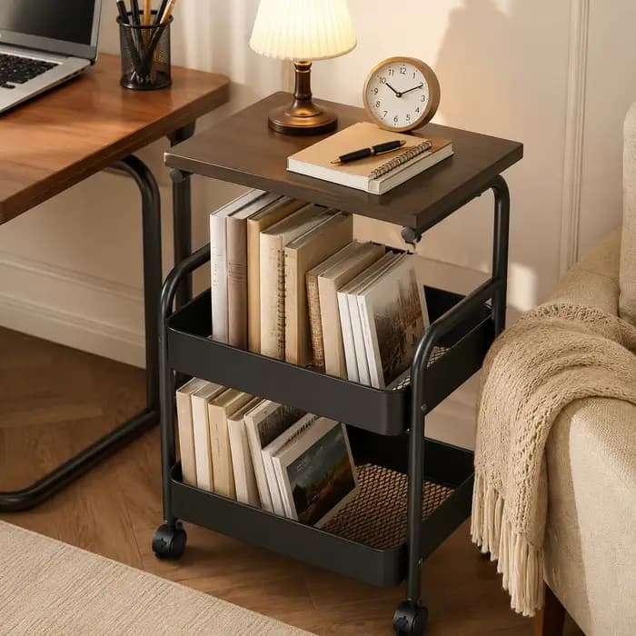 Étagère de rangement de chevet, organisateur mobile multi-niveaux pour la maison, le canapé du salon, support à collation pour fauteuil roulant