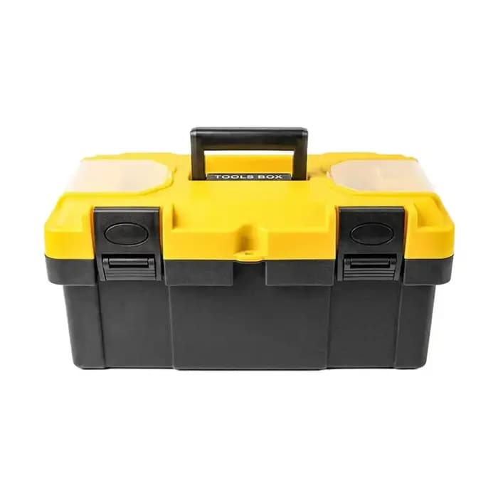 Boîte à outils organisatrice en plastique robuste, portable, avec plateau, pour la réparation automobile, l'électricité, le garage, coffre à outils.