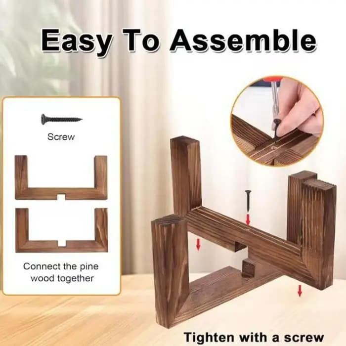 Support d'angle en bois pour plantes d'intérieur
