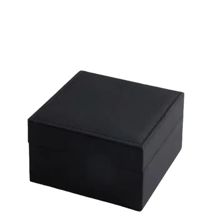 Boîte de rangement de montre à clapet carré en cuir PU noir mat