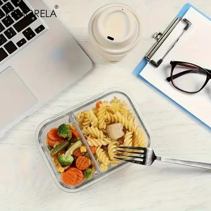 Boîte à lunch en verre à 2/3 compartiments avec couvercle à clipser