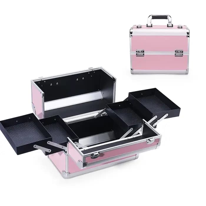 Boîte de Train de maquillage avec 4 plateaux réglables professionnels