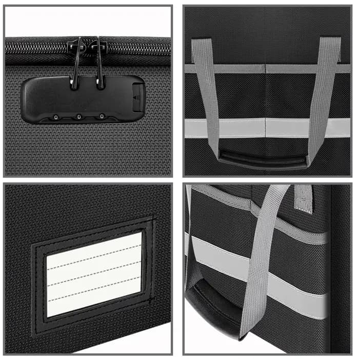 Boîte de rangement pliable imperméable et ignifuge, grande capacité, verrouillable, pour documents importants