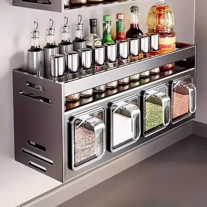 Organisateur mural de cuisine avec structure robuste en acier inoxydable