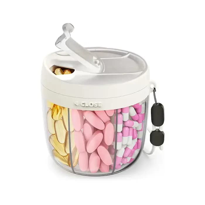 Boîte de rangement portable à 7 compartiments pour compléments vitaminiques, organisateur de capsules énergisantes avec design anti-erreur