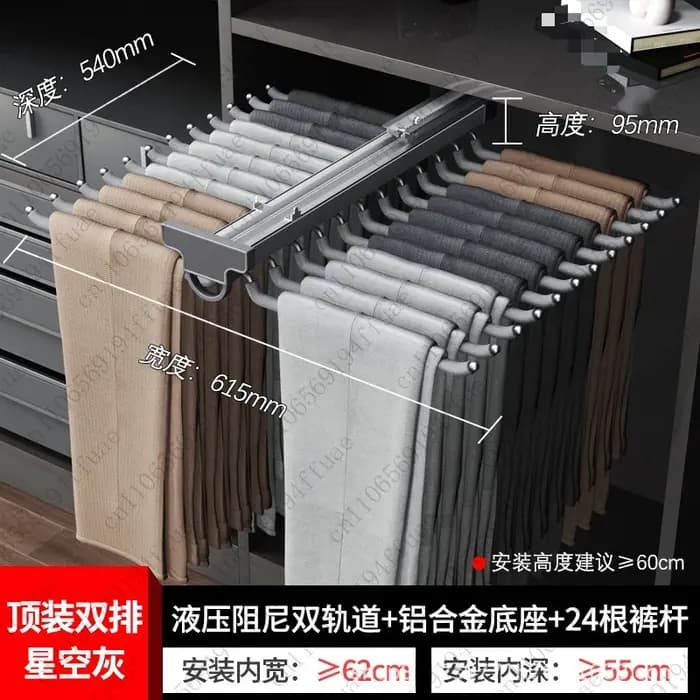 Armoire à pantalons avec armoire extractible intégrée sur le dessus
