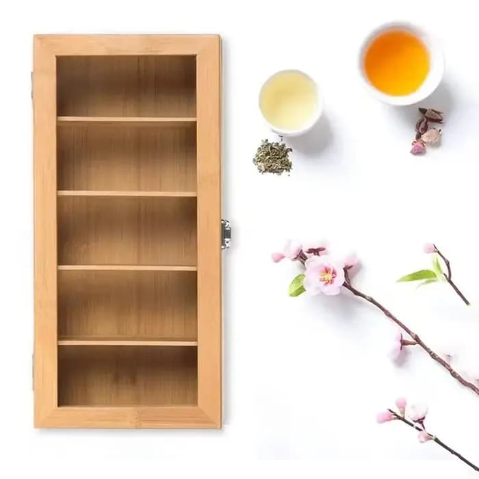 Boîte de rangement pour sachets de thé en bambou