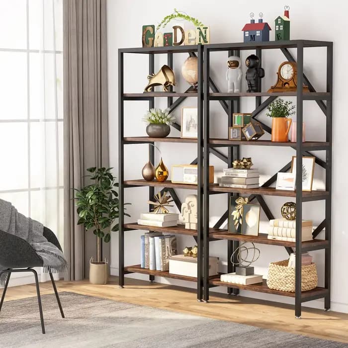 Tribesigns-Bibliothèque Etagère Industrielle, Affichage à 5 Étagères, 71 ", T1 pour Salon