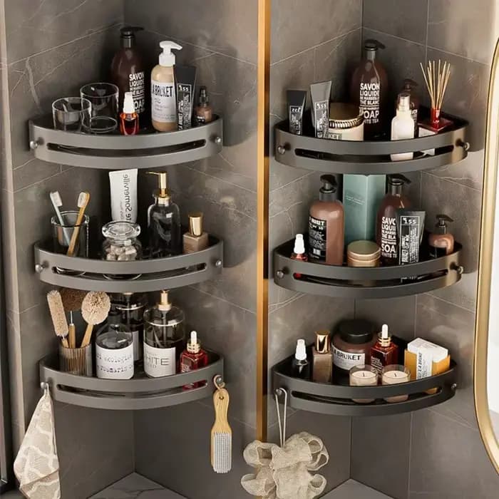 Étagère d'angle de douche à trois niveaux