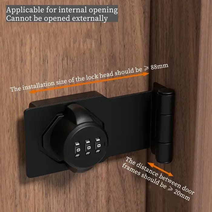 Serrure à combinaison pour armoires et portes intérieures avec verrouillage coulissant design en noir ou argent pour salle de bain