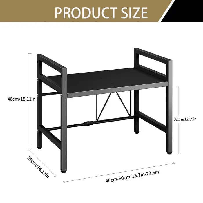 Organisateur d'étagère pour micro-ondes extensible de 42 à 64 cm