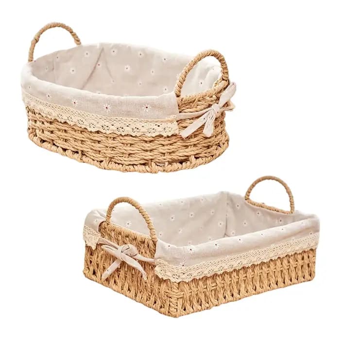 Paniers de rangement tissés à la main avec boîte à cosmétiques Foy
