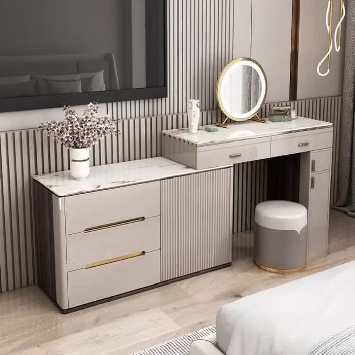 Organisateur de rangement coiffeuse tabouret moderne en bois massif