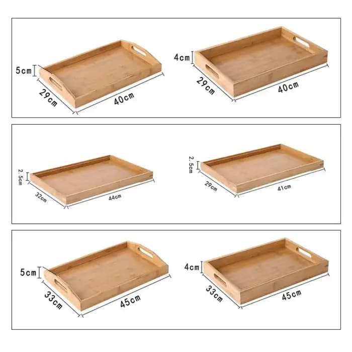 Nouveau plateau de rangement rectangulaire en bois massif pour la maison