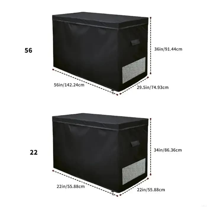 Housse imperméable anti-poussière pour congélateur coffre 14 à 16 pieds cubes avec ventilation à double fermeture éclair