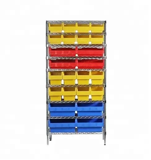 Étagère en acier, 860 x 600 x 1800 mm, étagère de rangement en fil métallique chromé, étagère à bacs, étagère de sol robuste