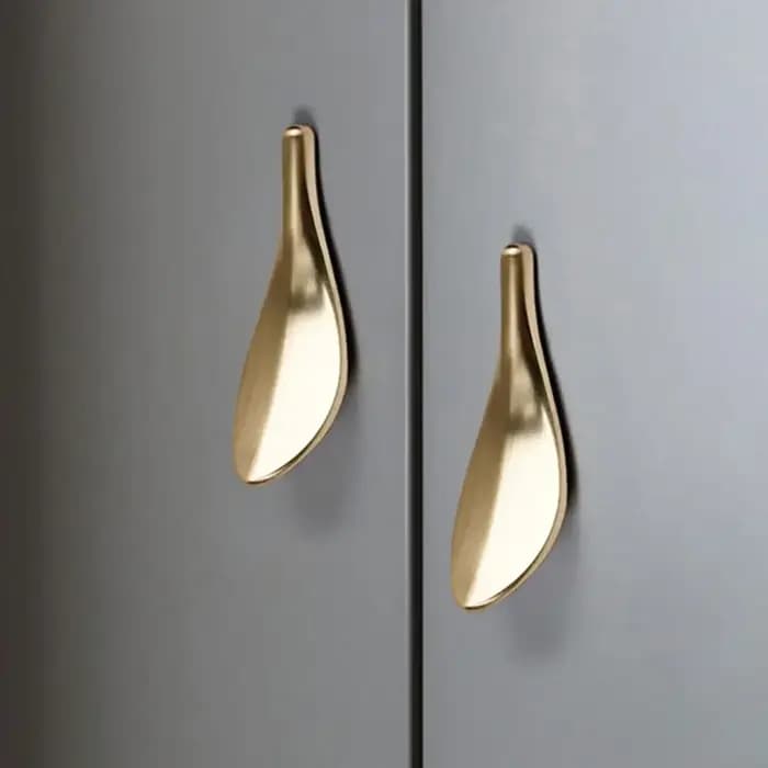 Poignée d'armoire, poignée en feuille de nèfle dorée