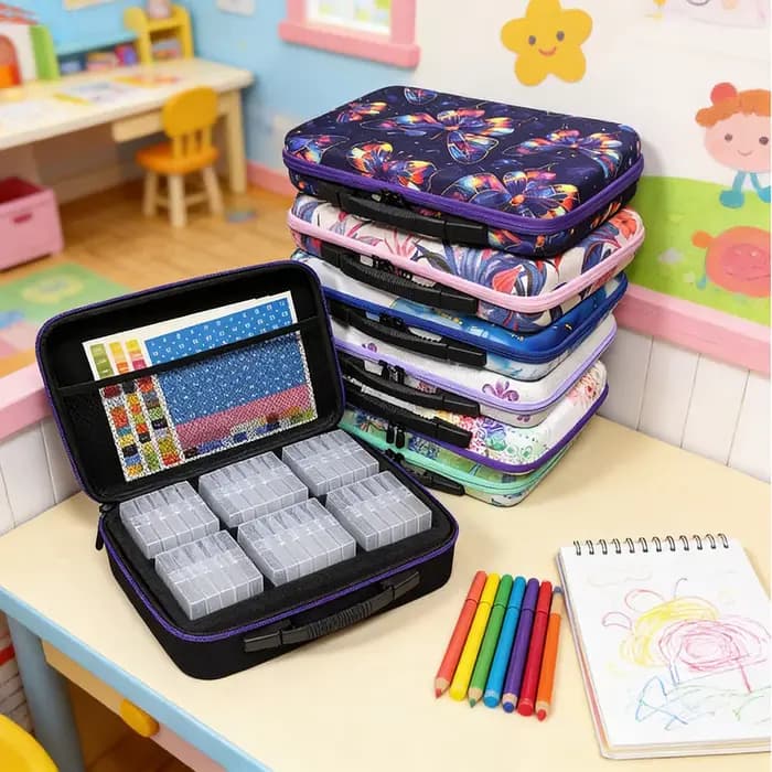 Boîtes de rangement pour peinture au diamant à 32/64 compartiments, organisateur 2-en-1 avec couvercles, accessoires pour la peinture au diamant, boîte de rangement