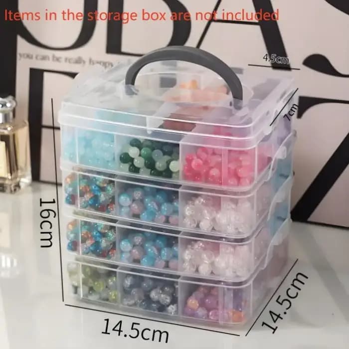 Boîte de rangement en plastique transparente à 3 niveaux et 18 compartiments réglables et empilables pour organiser les