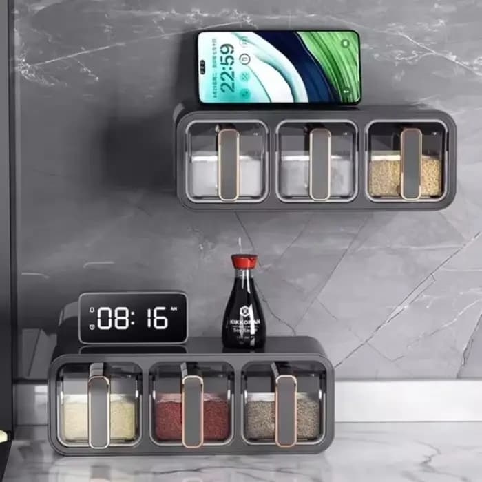 Boîte de rangement pour assaisonnements de cuisine non perforée avec cuillère