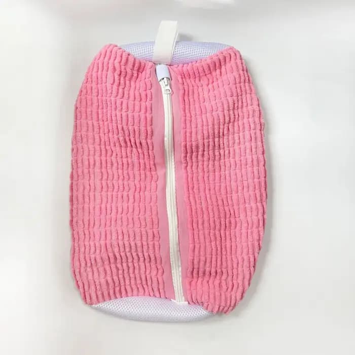 Sac de lavage de chaussures à linge durable jaune avec fermeture éclair rose idéal
