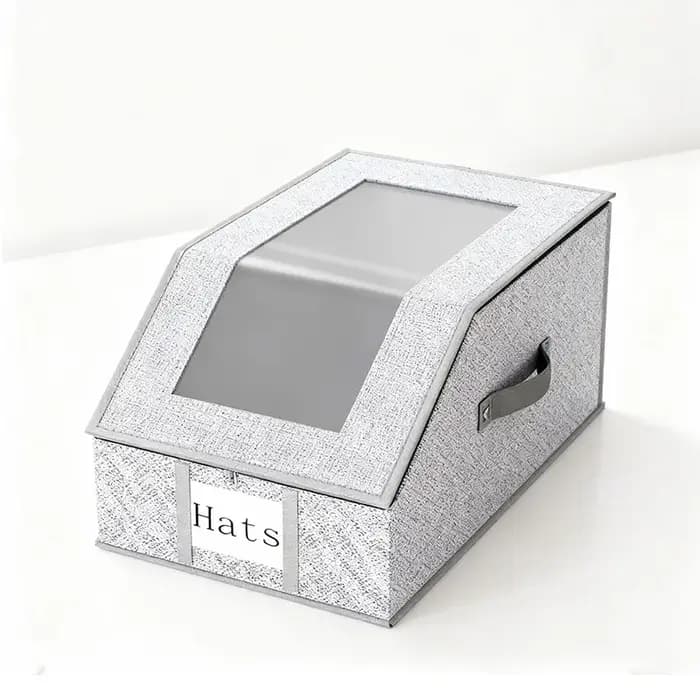 Boîte de rangement pour chapeaux avec fenêtre transparente Organisateur pliable pour accessoires ch