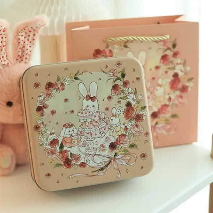 Boîte en fer de lapin de dessin animé multicolore 17*17*6cm