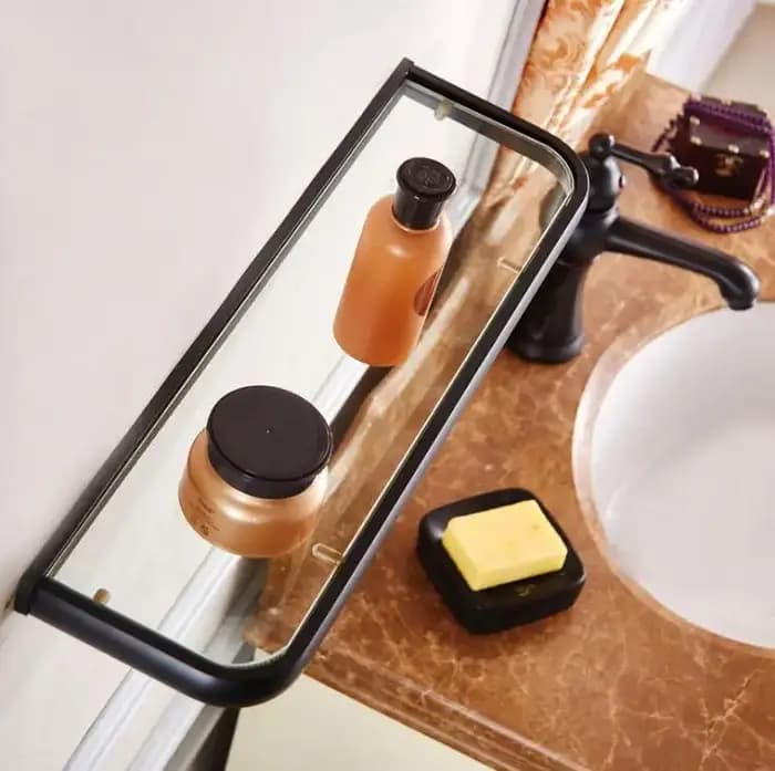 HOShelves-Étagère en verre à un niveau en laiton massif