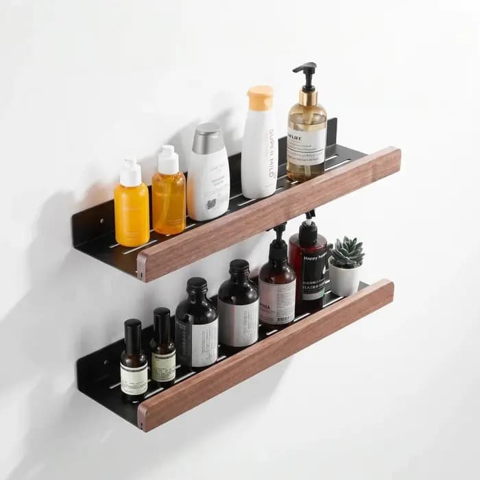 Étagère de rangement pour salle de bain en bois noir